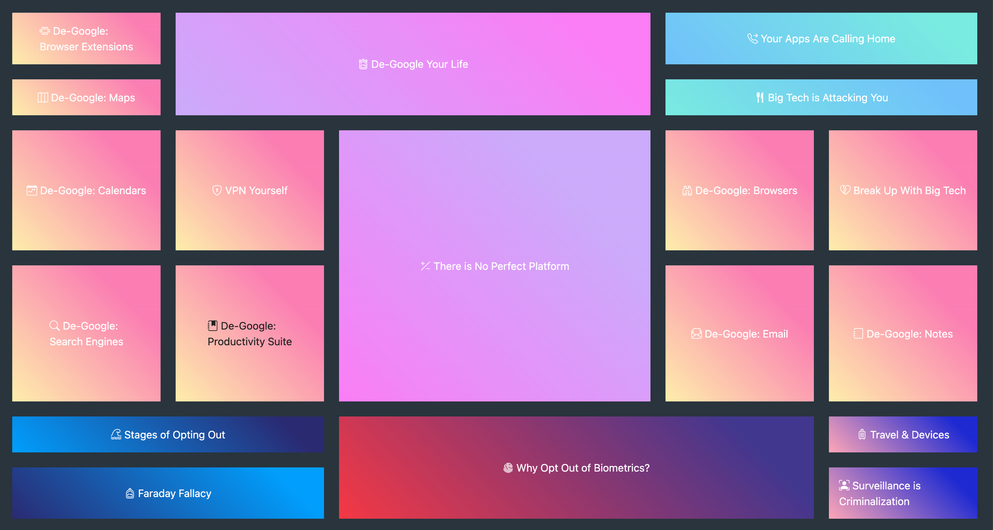 screen shot of the colorful rectangles of this Decolonize Digital